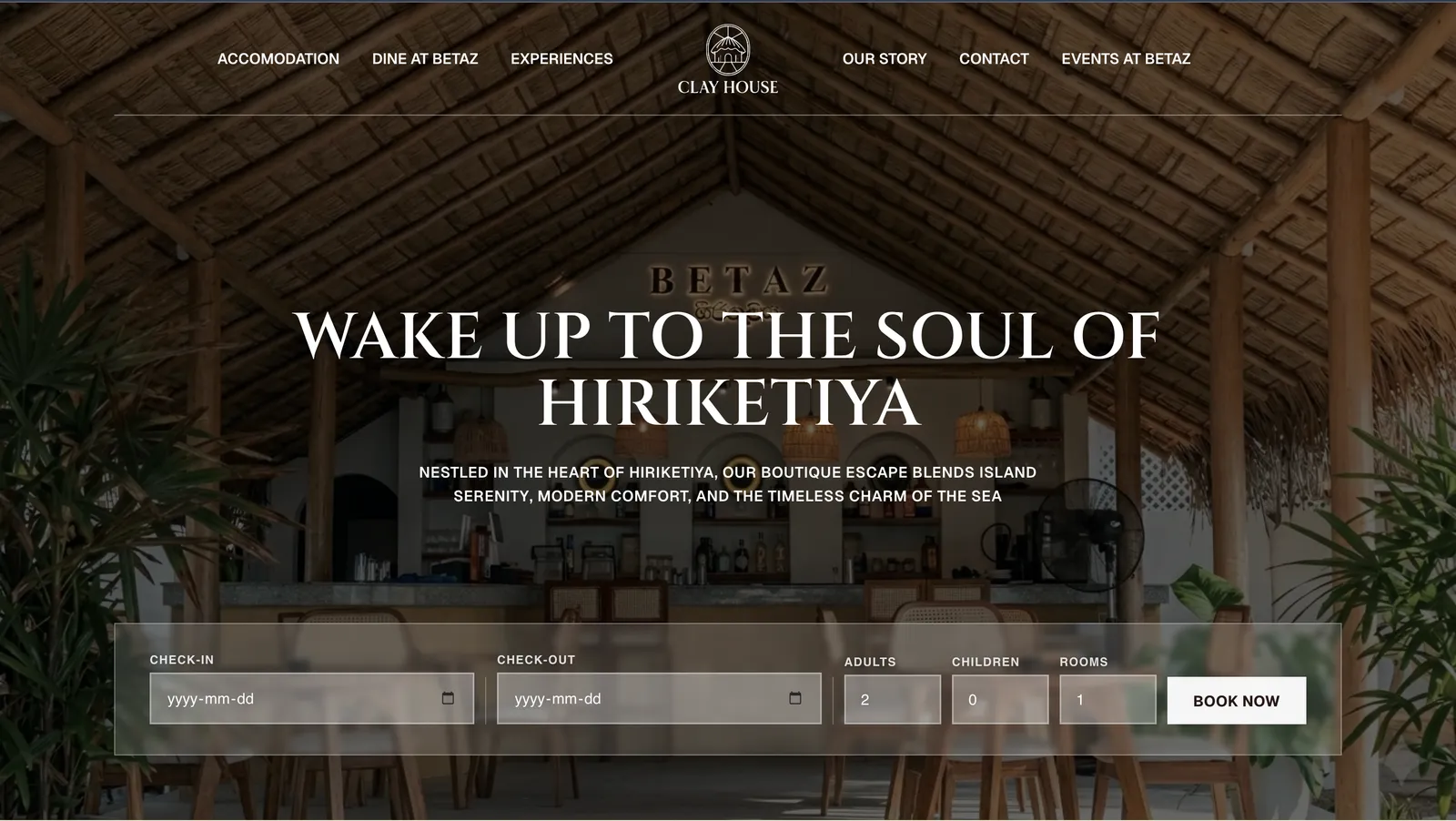Sea View Clay Houses homepage, Hiriketiya